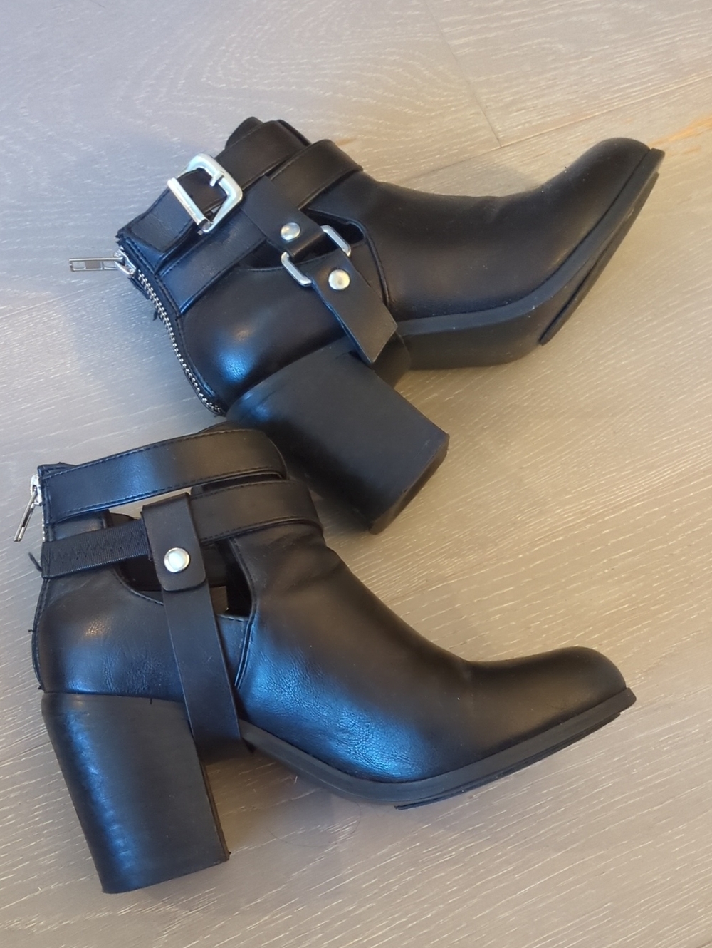 Steve Madden Black Buckle Strap Ankle Booties